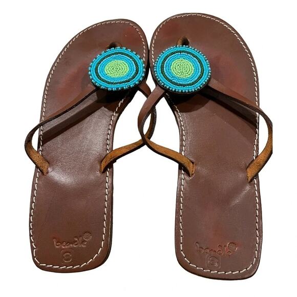 Beadle Disc Style Leather Sandals Size 8 - Picture 6 of 8